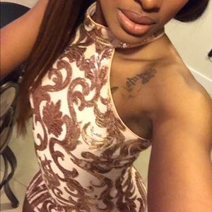 Rose gold and champagne dress